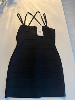 Herve Leger Black Strappy Mini Bandage Dress